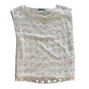 Alice + Olivia White Textured Sleeveless Blouse Top 100% Silk Womens Size M